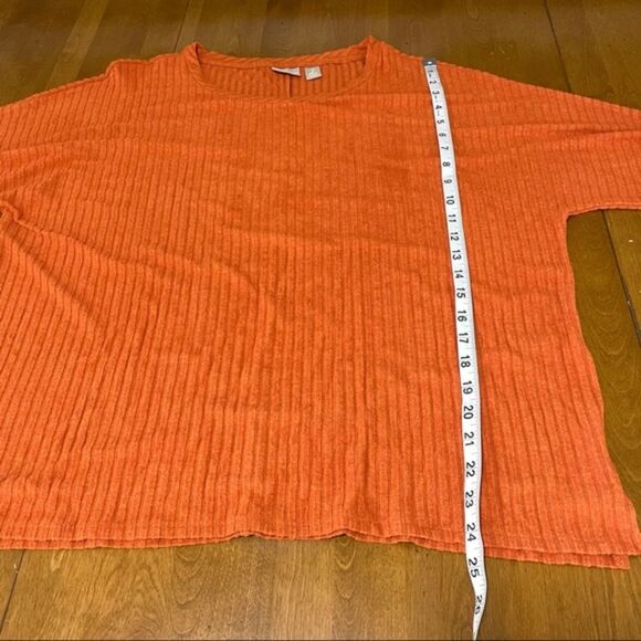 Chico’s Rust Orange Ribbed Dolman Sleeve Stretch Top Size 2 (L/XL) - Picture 8 of 9